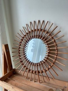Round Rattan Sunburst Mirror