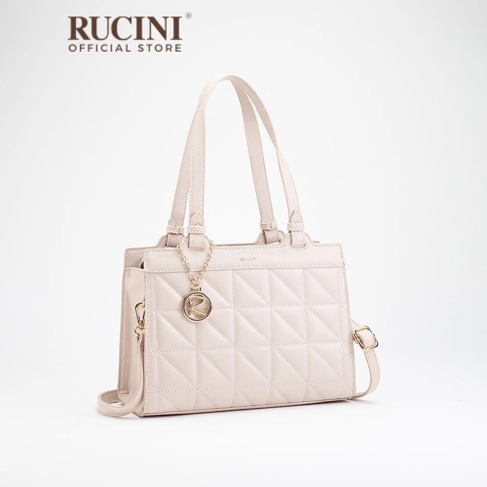 RUCINI Quilted Set Square Shoulder Tote Cross Body Bag Beige Women s Fashion Bags Wallets Shoulder Bags on Carousell