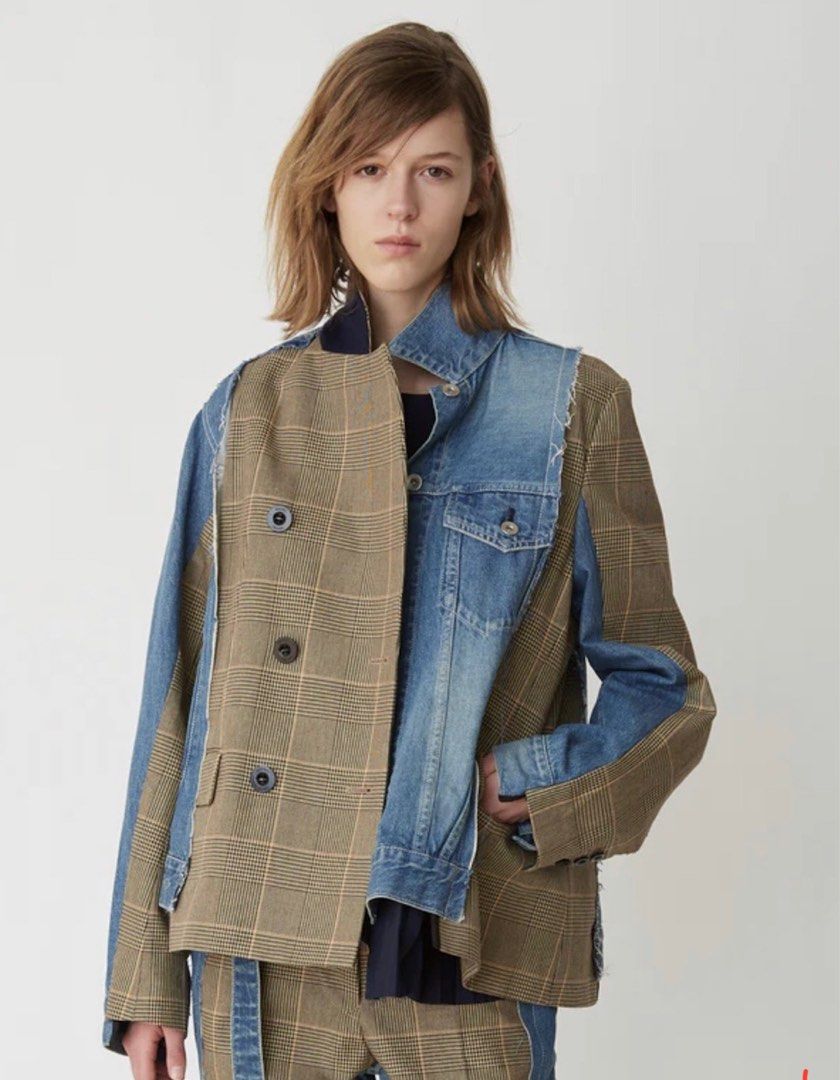 Check trucker jacket womens hotsell