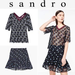 $400 SANDRO Paris Guipure Star Lace Top Luxury Designer Brand