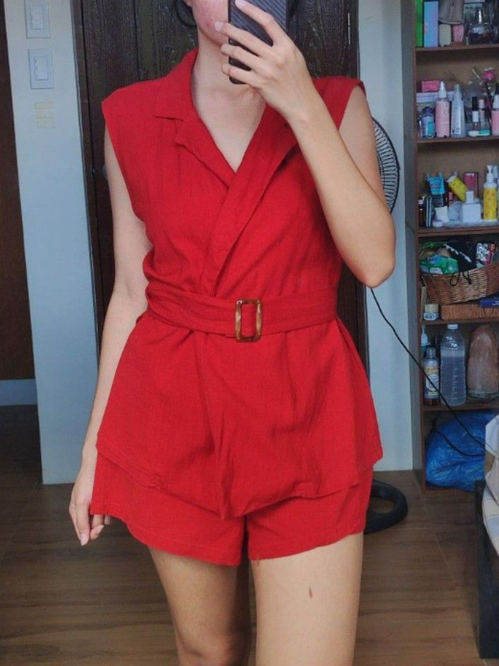SHEIN Red Coordinates (top+shorts) (Category: Sets or Coordinates) located in Quezon City. Submitted by pauleenvenus (Listing ID 1254990791, Image 1). Description: Red coordinates for Php 550 only (used once only) BRAND: SHEIN Fits S-M RFS: DECLUTTERING Payment first via BDO or Gcash LOCATION: HOLY SPIRIT QC.
