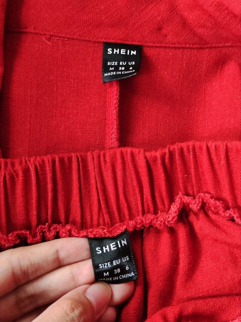 SHEIN Red Coordinates (top+shorts) (Category: Sets or Coordinates) located in Quezon City. Submitted by pauleenvenus (Listing ID 1254990791, Image 2). Description: Red coordinates for Php 550 only (used once only) BRAND: SHEIN Fits S-M RFS: DECLUTTERING Payment first via BDO or Gcash LOCATION: HOLY SPIRIT QC.