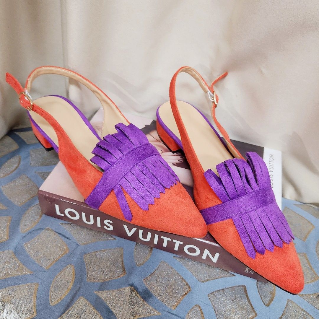 LOUIS VUITTON Purple Suede Slingback Lace-Up Peep Toe Sandals 38