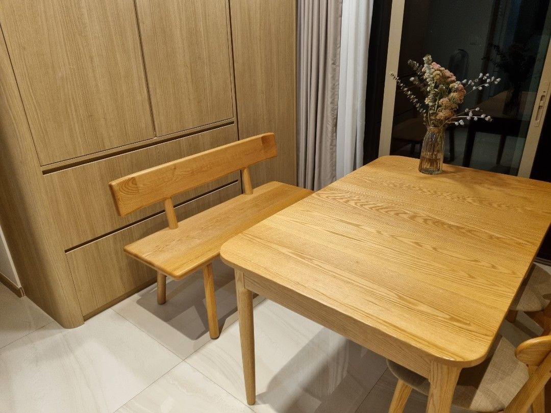 Oak dining best sale bench with back