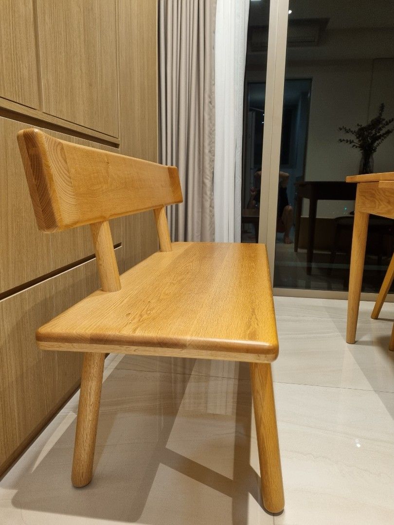 Oak dining bench hotsell with back