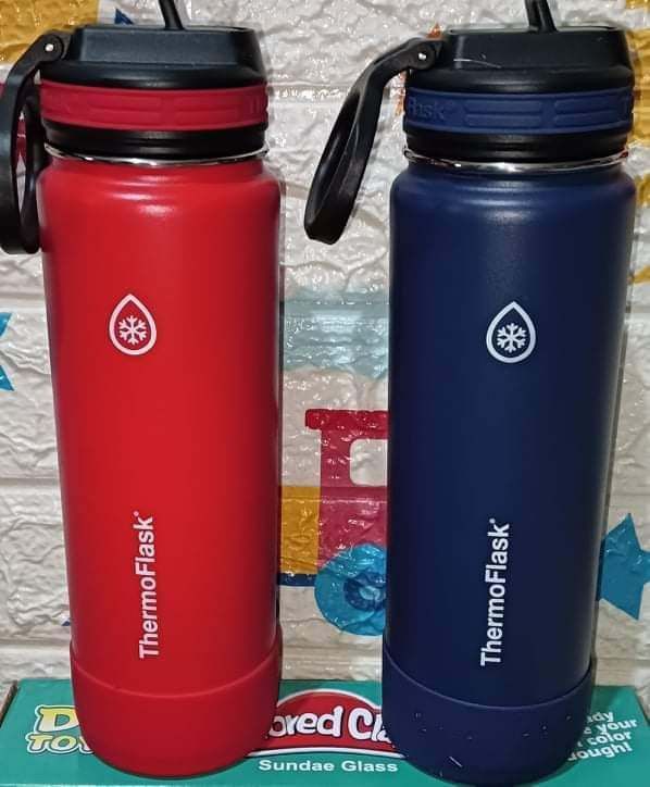 ThermoFlask 24oz Spout Bottle 2pack Mayan Blue Black 24 Ounce