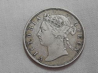 Straits Settlements Queen Victoria 20 Cents Silver Coin 1889