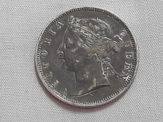 Straits Settlements Queen Victoria 20 Cents Silver Coin 1895