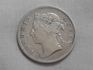 Straits Settlements Queen Victoria 20 Cents Silver Coin 1900