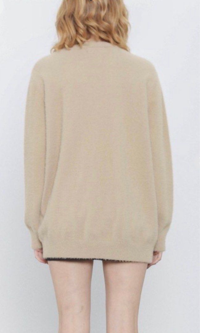 SUPERGURL FYNN FUZZY LONG CARDIGAN NUDE Women s Fashion Coats