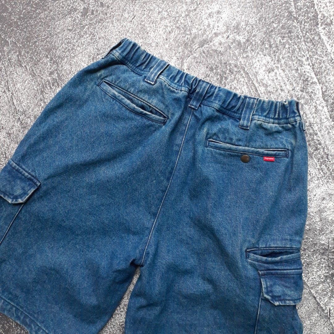 Supreme cargo work short denim, Fesyen Pria, Pakaian , Bawahan di