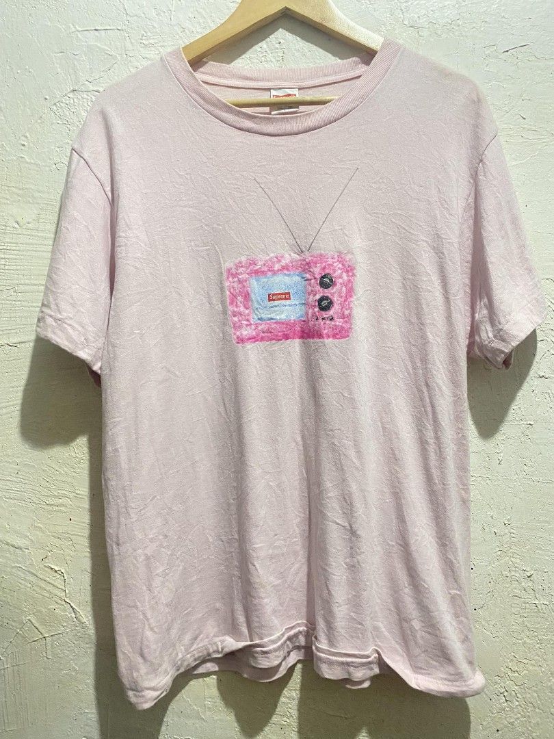 SUPREME FUZZY PINK TV TEE Men s Fashion Activewear on Carousell