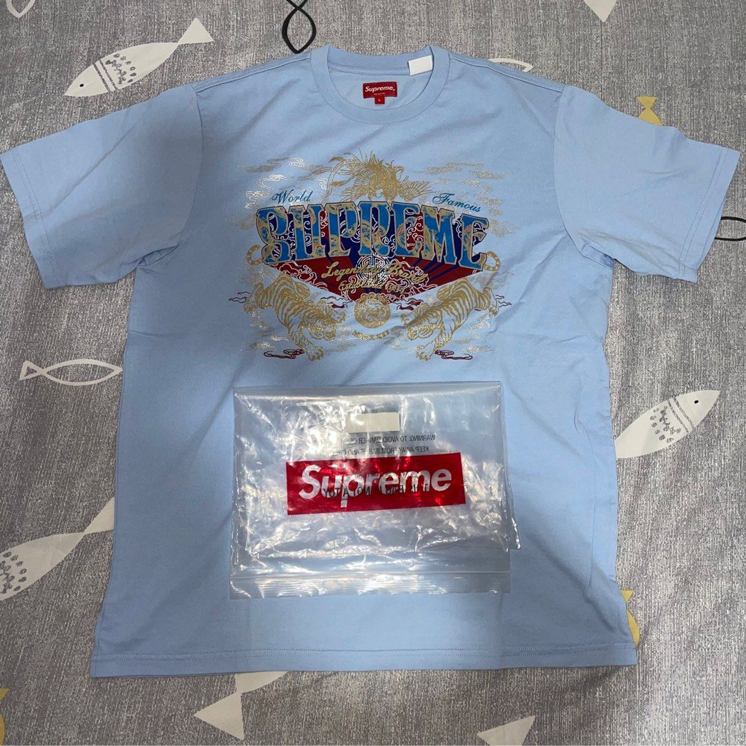 T Shirt Kaos Supreme Legendary S/S Top Light Blue - Size L ORIGINAL