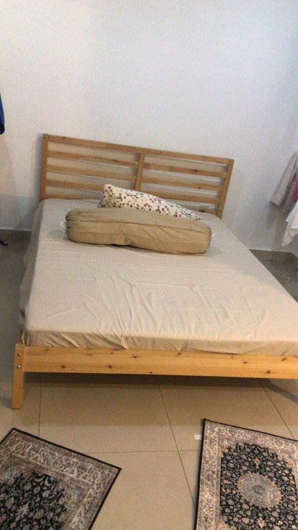 Ikea Tarva Queen Bed Frame with Luroy