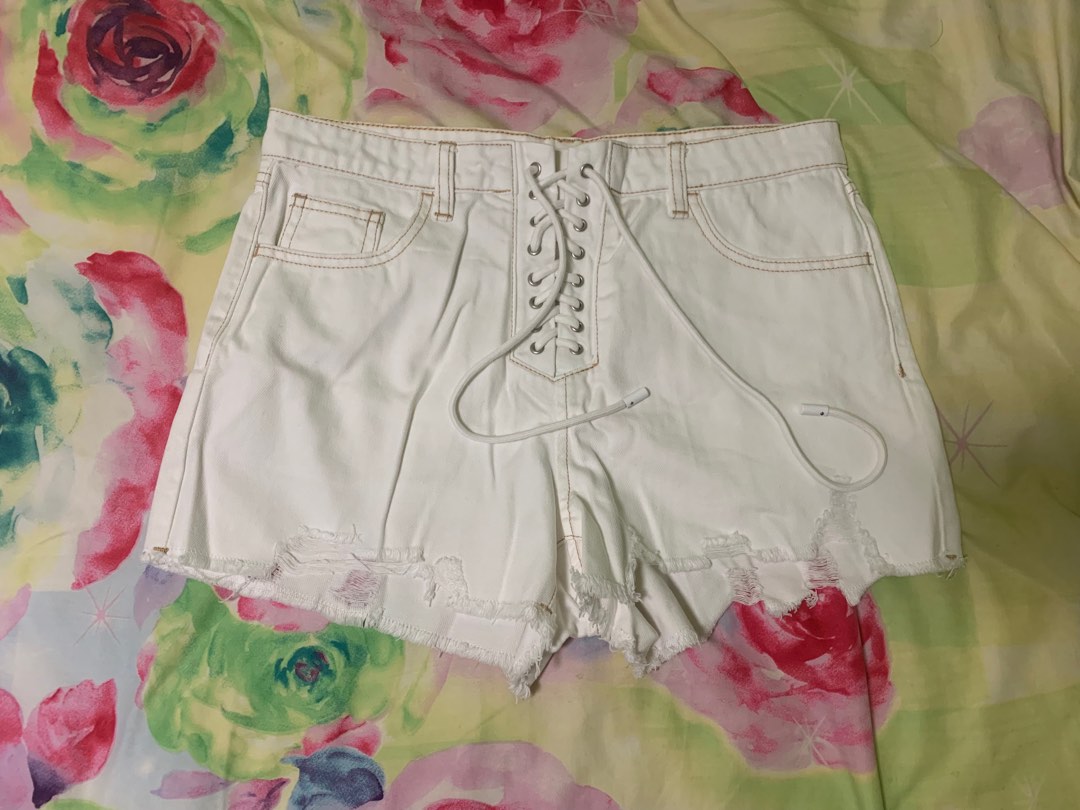 Tie Up White Shorts Women s Fashion Bottoms Shorts on Carousell