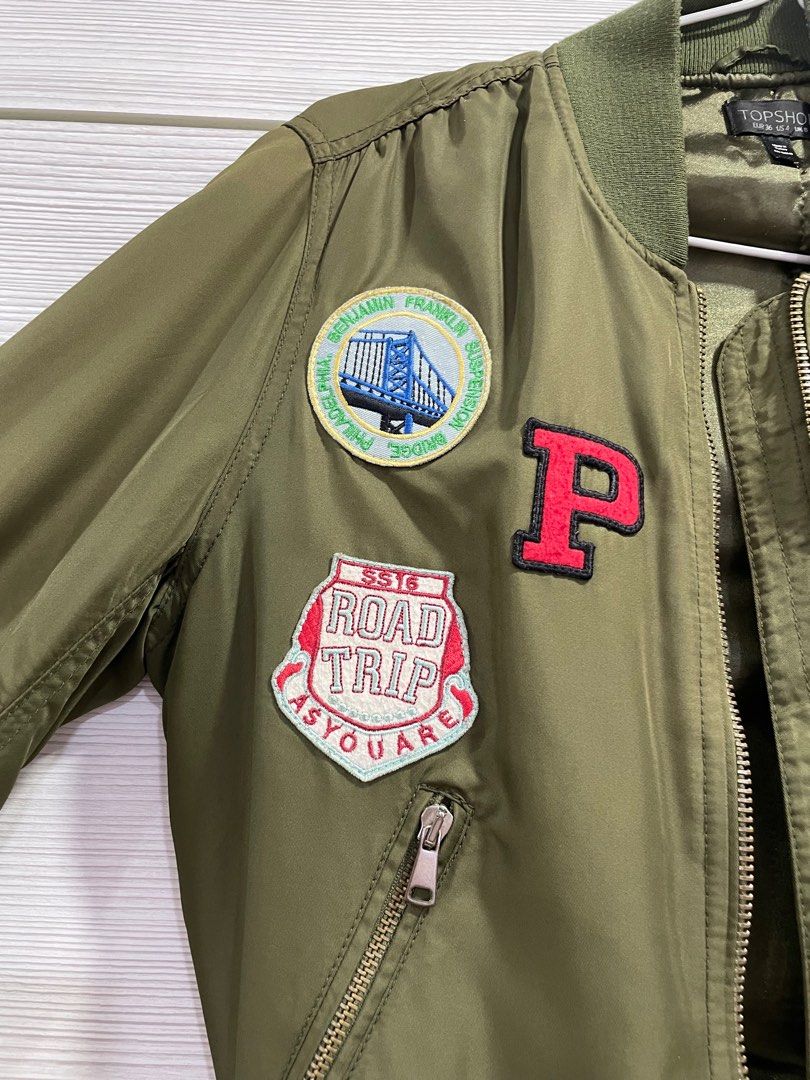 Topshop khaki clearance bomber jacket