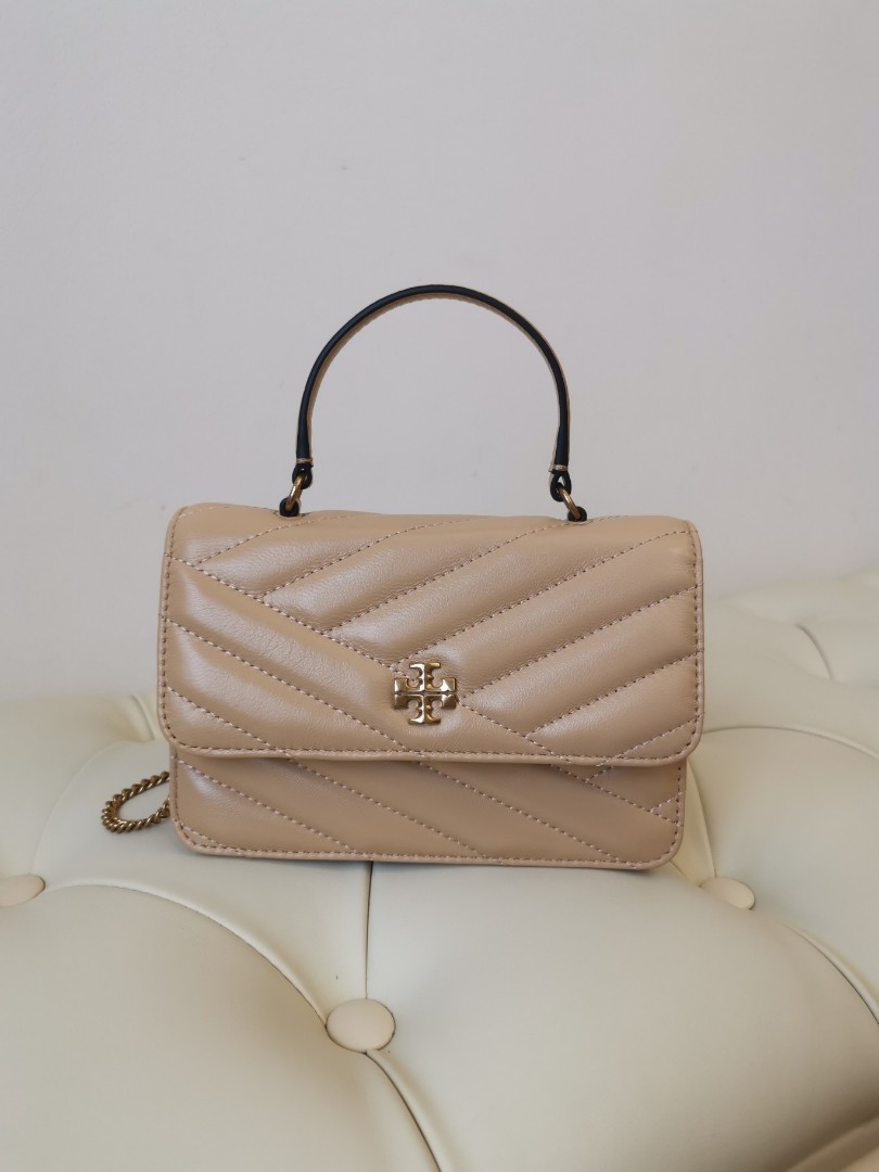 Review Tory Burch Kira Chevron Top-Handle Satchel Devon Sand 