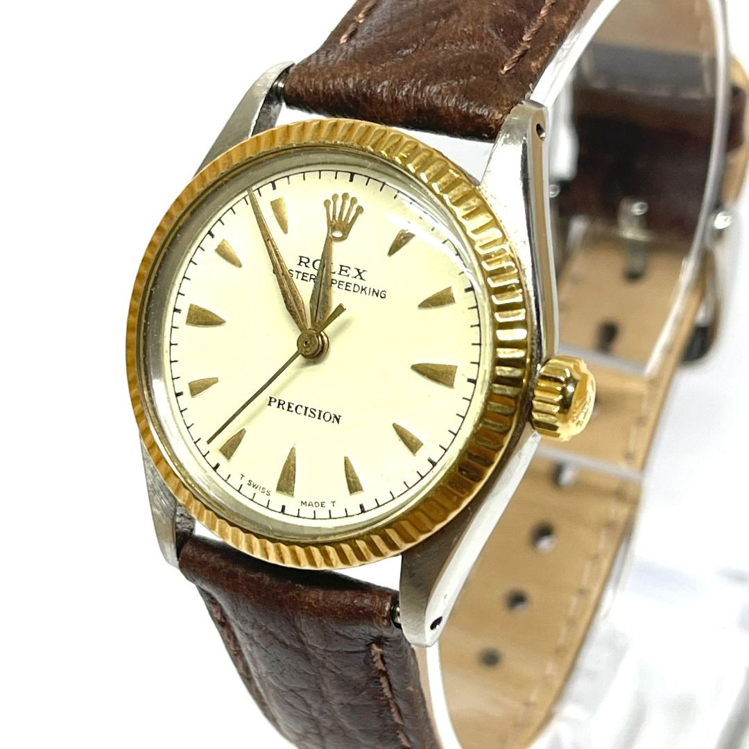 ROLEX 6421 Oyster Speedking Precision Gold Bezel Self Winding 30mm Watch
