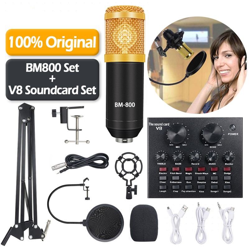 BM 800 Professional Audio Microphones V8 Pro Sound Card Set BM800