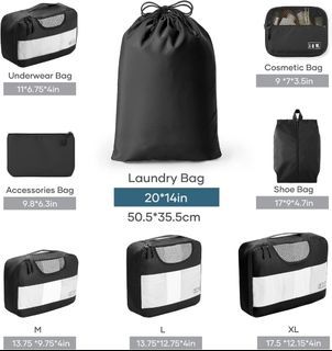 Veken 8 Set Packing Cubes for Suitcases, Travel Bag Organizers for Carry on, Luggage Organizer Bags Set for Travel Essentials Travel Accessories in 4 Sizes(Extra Large, Large, Medium, Small), Black