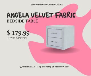 <Velvet Fabric> Angela Bedside Table For Sale!!! Big Discount!!