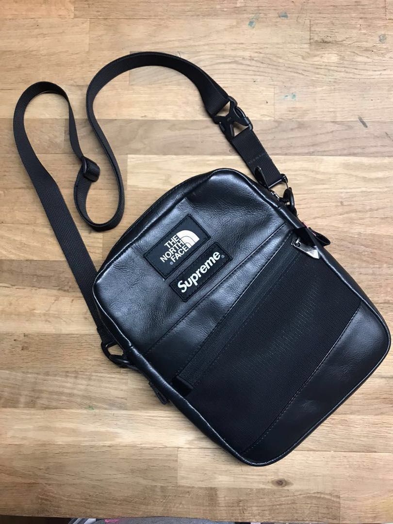 RARE Supreme X The North Face Leather Shoulder Bag, Men's Fashion