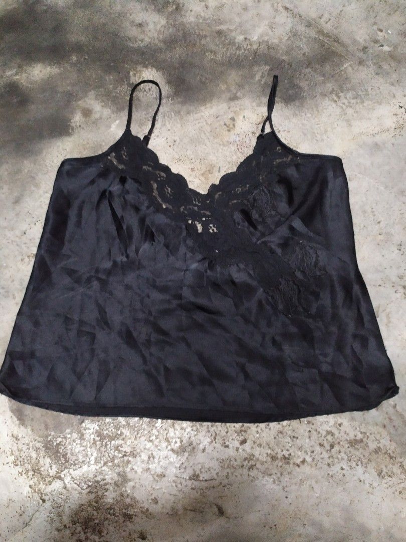 Vintage Victoria Secret Gold Label Black Lace Cami
