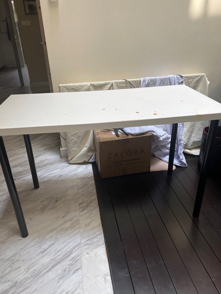 White ikea work table, Furniture & Home Living, Furniture, Tables ...