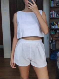 WHITE Linen Top & Shorts