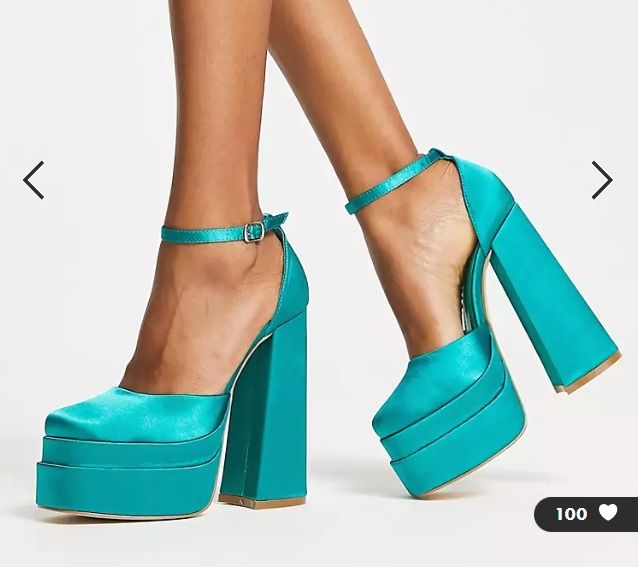 Wide Fit Teal Satin High Heels