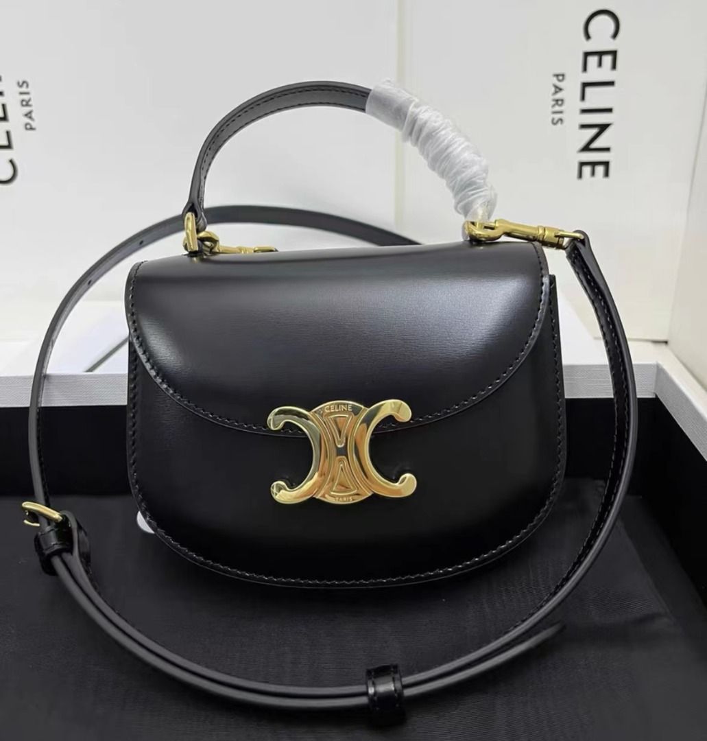 23年早春新品】 CELINE Triomphe 凱旋門標誌可調節可拆卸肩帶閃亮小