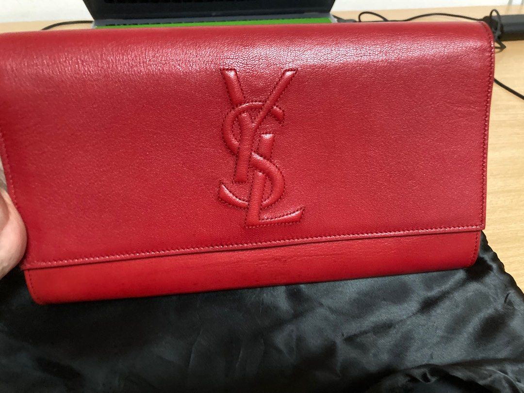 200 Fast deal Striking and chic Saint Laurent red Leather clutch bag