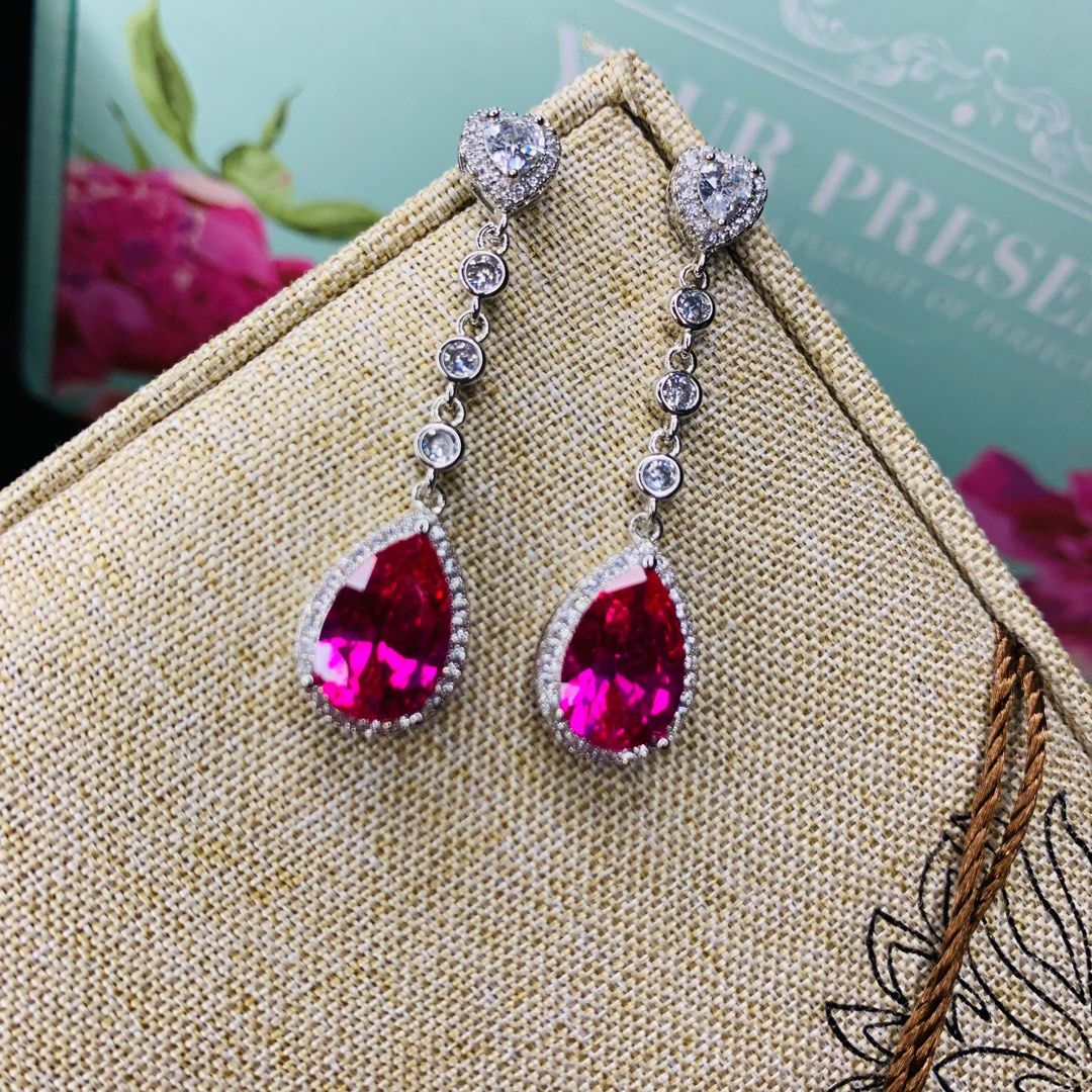 Pink moissanite hot sale earrings