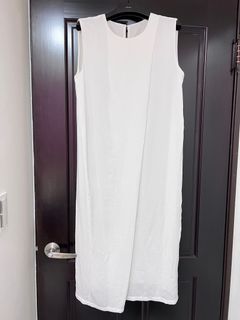 近全新-仙女飄飄無袖白色長洋裝