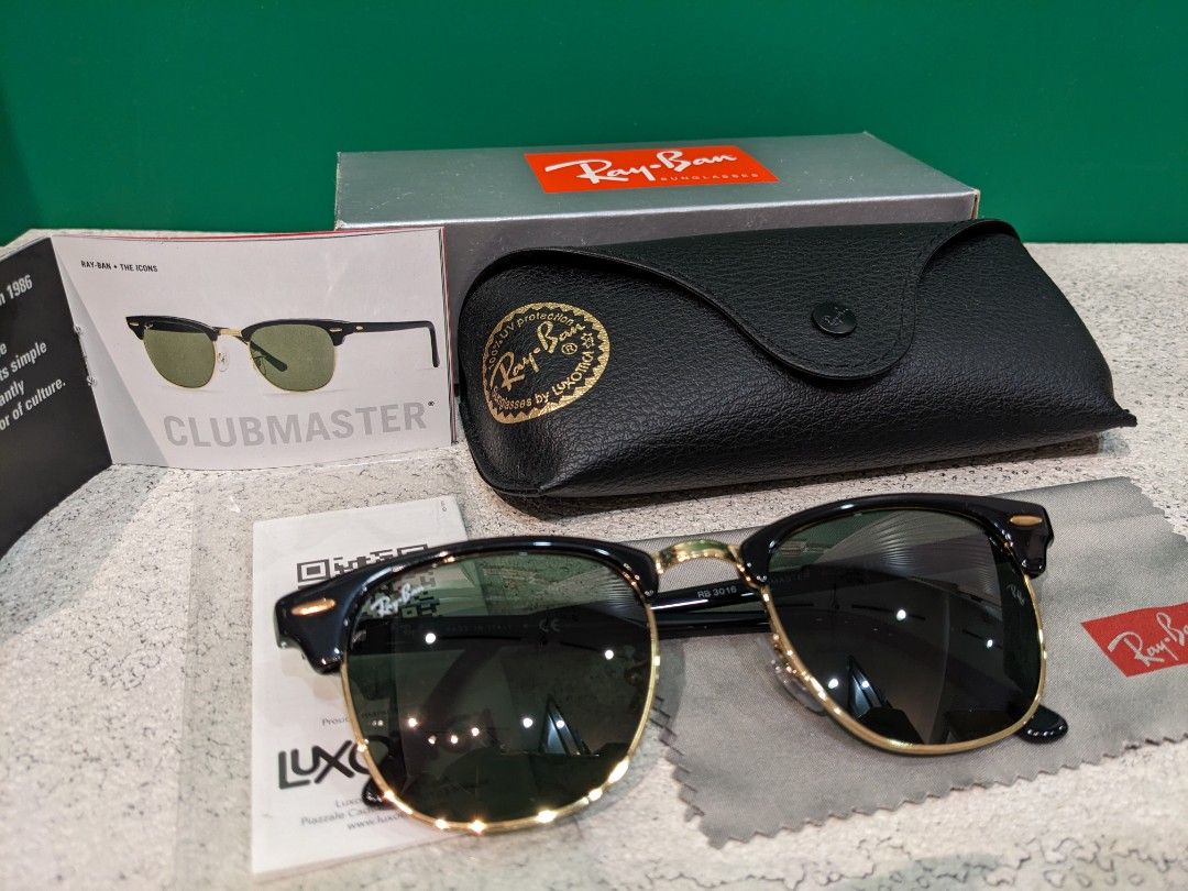 ❤️正品Ray-Ban 雷朋Clubmaster RB3016 W0365 49mm 上眉金框黑鏡片