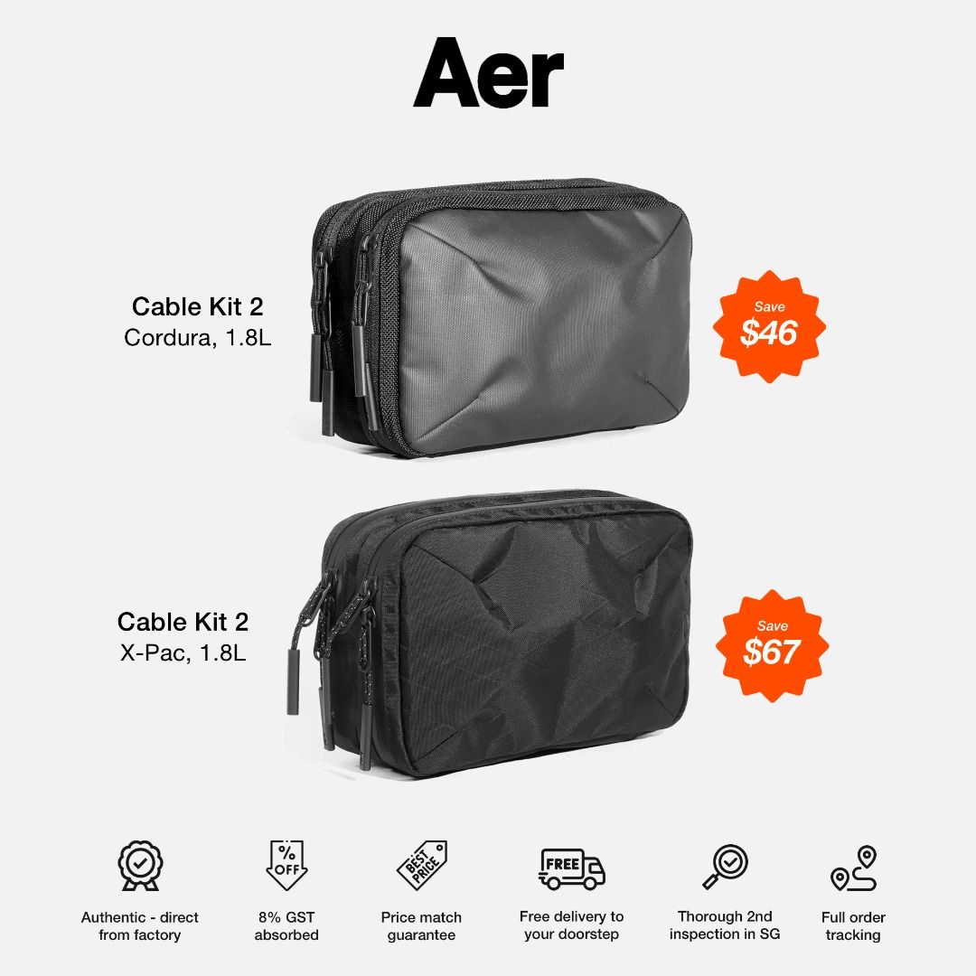 Aer】Cable Kit ケーブルキット2 X-PAC 新品未使用 - ボディーバッグ