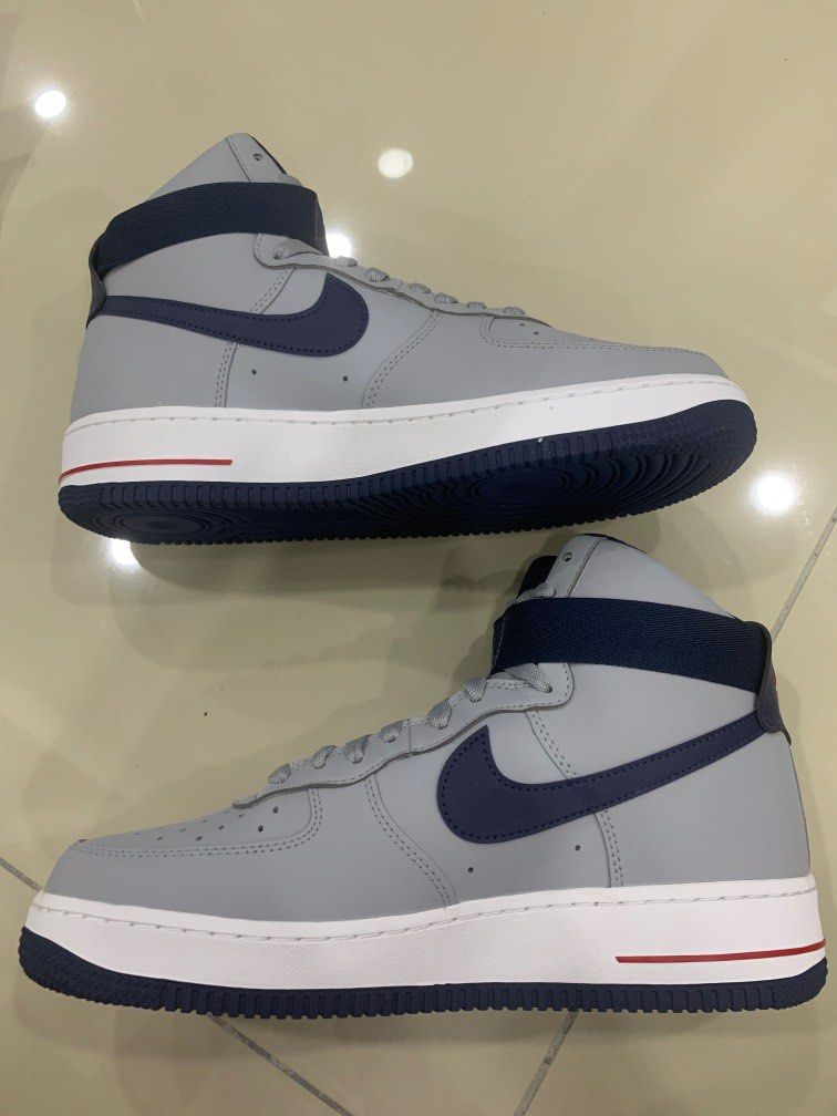 Nike Air Force 1 Hi QS Shoes Patriots Wolf Gray Navy / Size 7