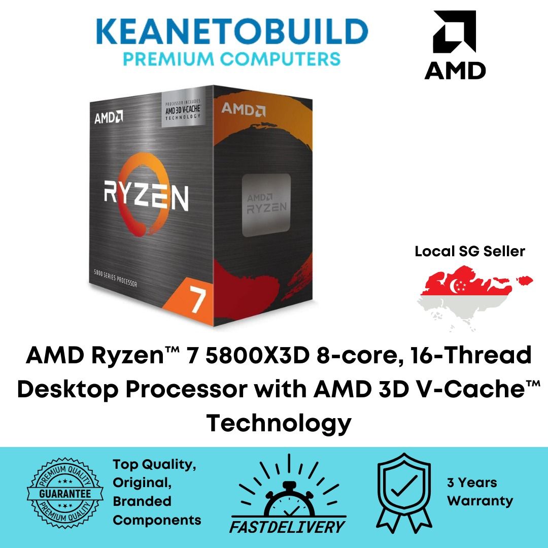 READY STOCK] [LOCAL INVOICE PROVIDED] AMD Ryzen™ 7 5800X3D 5800X 3D 8-core,  16-Thread Desktop Processor with AMD 3D V-Cache™ Technology, Computers &  Tech, Parts & Accessories, Computer Parts on Carousell
