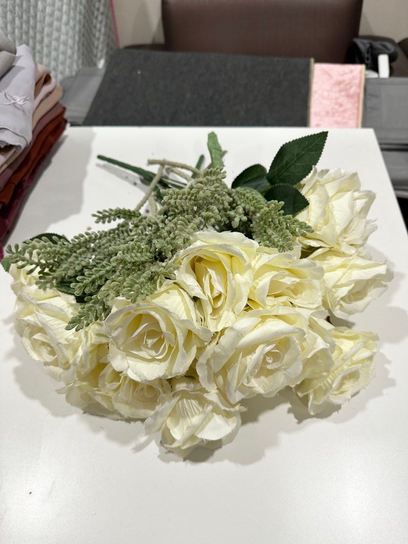 Artificial White Roses, Hobbies & Toys, Stationery & Craft, Flowers