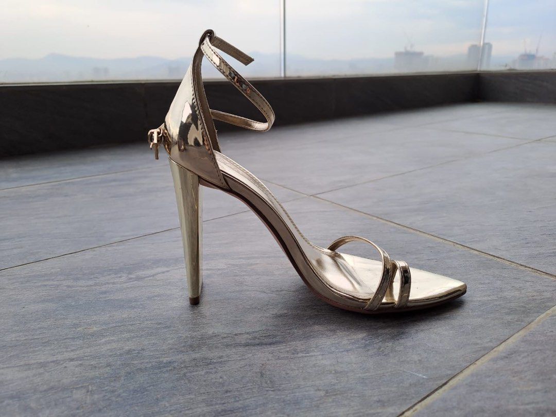 ASOS Silver Gold Heels Women s Fashion Footwear Heels on Carousell
