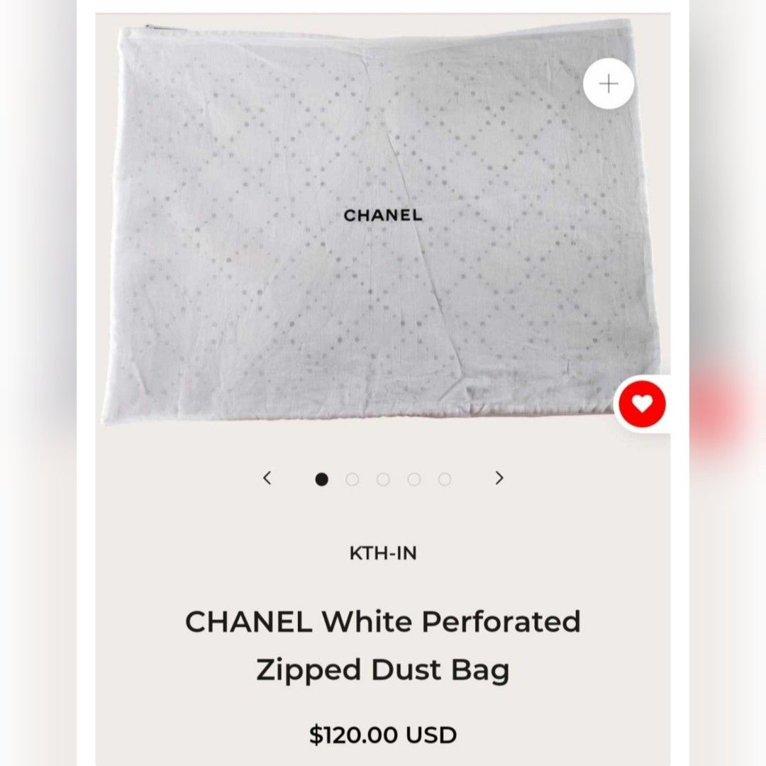CHANEL White Perforated Zipped Dust Bag