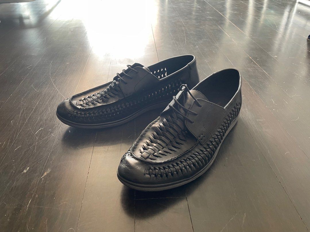Mens black discount leather espadrilles