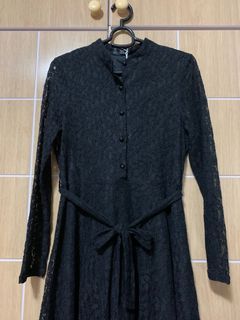 Black Lace Cheongsam-Collar A-line Dress