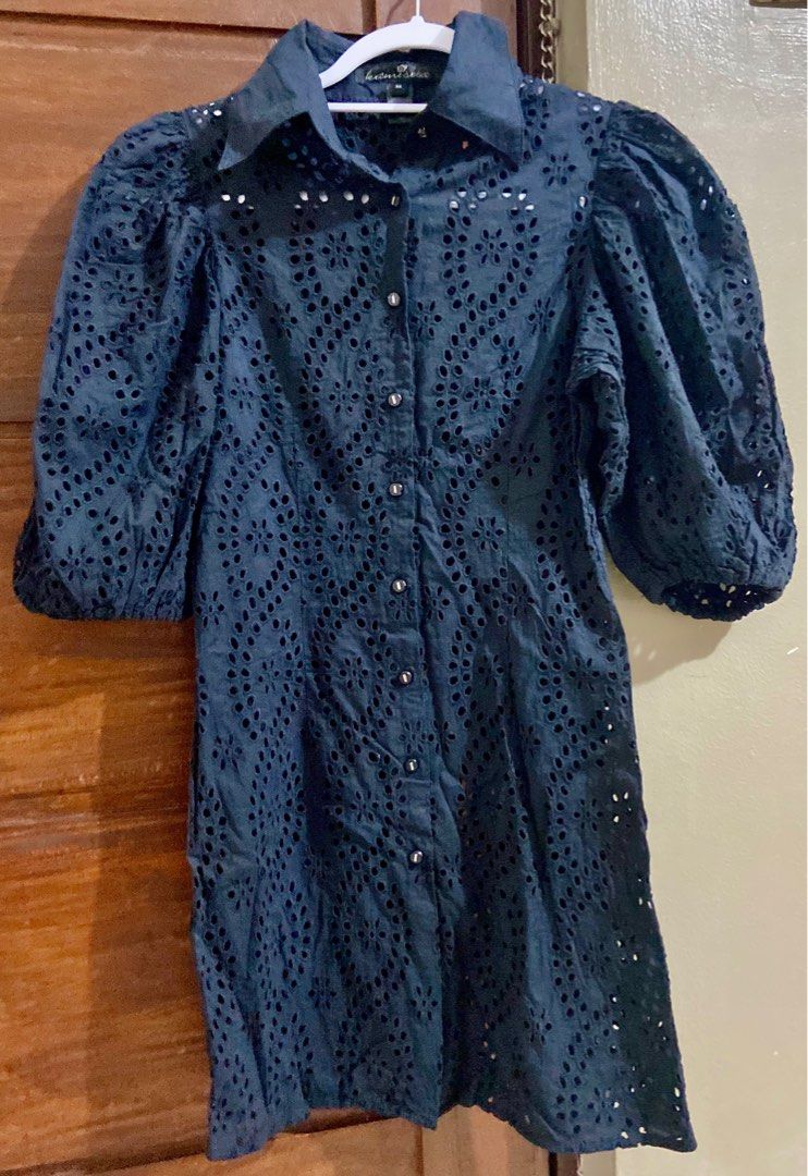 Black Party dress (Category: Dresses) located in Bulacan. Submitted by bebeella (Listing ID 1255068378, Image 2). Description: Black eyelet dress. 3/4 puff sleeves. XS on tag but fits up to small. Elegant when worn.