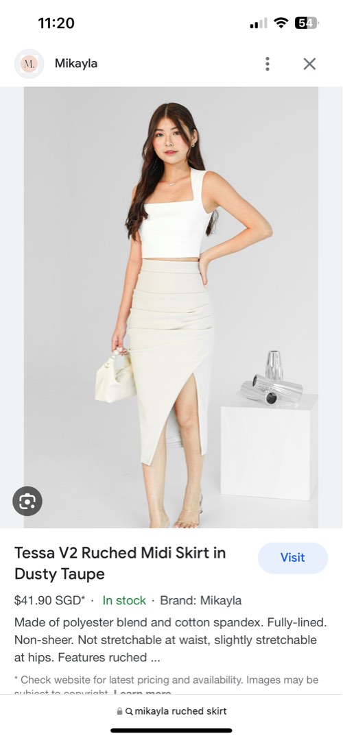 BN Tessa Ruched Midi Skirt in White, Women's Fashion, Bottoms
