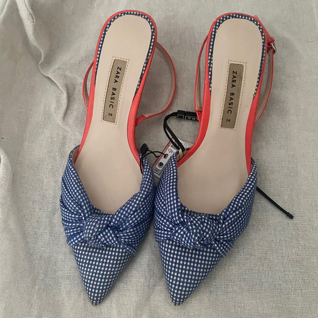 Gingham deals kitten heels
