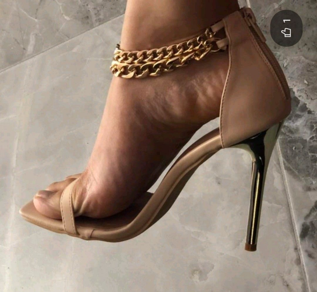 Chain discount strap heels