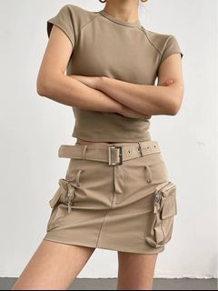 Brand New Utilitarian Khaki Cargo Skirt