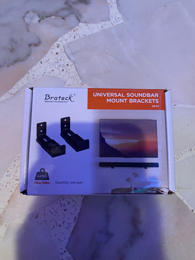 Brateck universal soundbar bracket wall mount, Furniture & Home Living