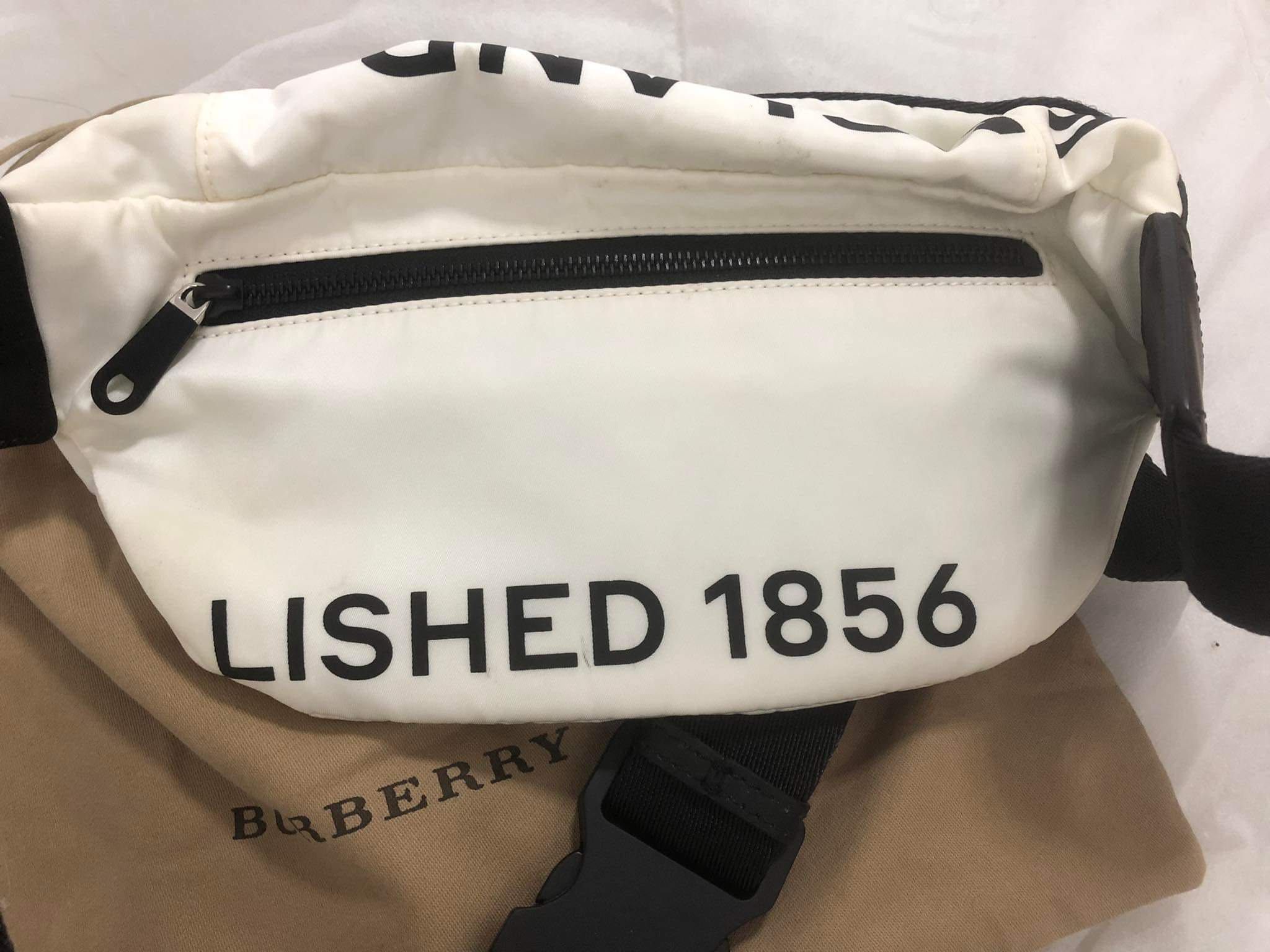 Burberry White Sonny Medium Logo Belt Bag (Category: Luxury Bags & Wallets) located in Paranaque City. Submitted by axie1206 (Listing ID 1255022101, Image 2). Description: Burberry White Sonny Medium Logo Belt Bag with dustbag.